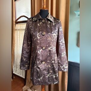 Women’s Printed Brown Animal-Print Trench Coat